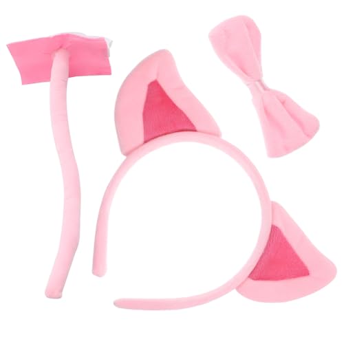 Toyvian 1juego Disfraz Cerdito Accesorios Set Orejas Diadema Pajarita Para Fiestas y Cosplay Suave Para Halloween y Celebraciones