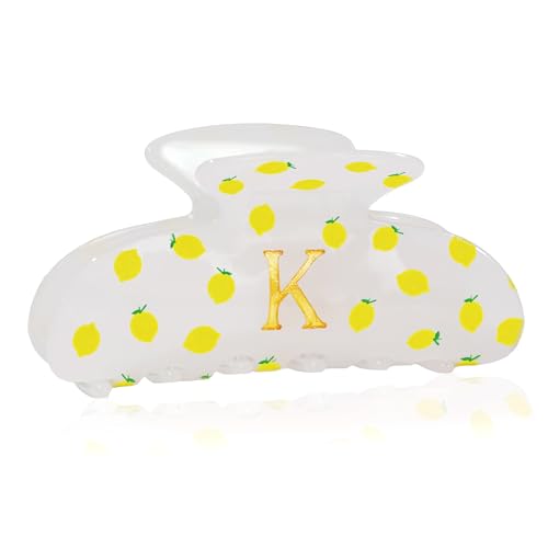 Image of Initial Lemon Hair Clips for Women - Teen Girl Gifts Trendy Stuff, Y2K Accessories Lemon Print Hair Accessories, Wedding Bridesmaid Birthday Valentines Day Gifts for Girls, Letter K