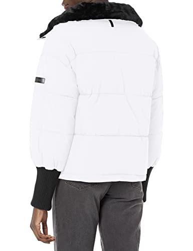 DKNY Womens Oversized Rib Knit Outerwear Puffer Coat2