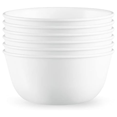 Corelle Vitrelle 28-oz Soup/Cereal Bowls Set of 6, Chip & Crack Resistant Dinnerware Bowls for Soup, Ramen, Cereal and More, Triple Layer Glass, Winter Frost White Cover