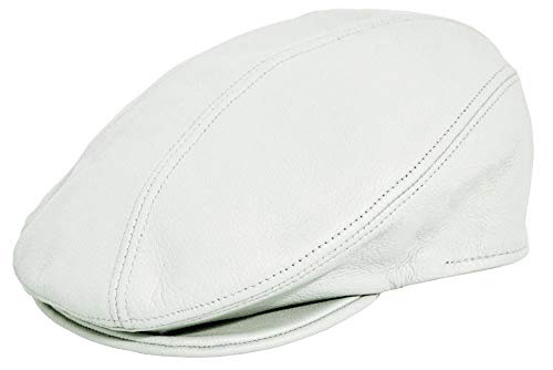 Pebbled Cowhide Leather FINE Ivy Driver Cap Made in USA L/XL (7-1/4-7/-3/8), White