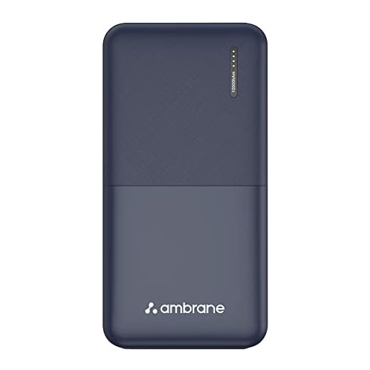 Ambrane 10000mAh Li-Polymer Powerbank with Compact Size & Fast Charging for Smartphones, Smart Watches, Neckbands & Other Devices (Capsule 10K, Blue)
