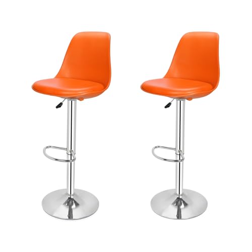 Image of activa Rapid Bar Stool Chair with Height Adjustable Design, Padded Seat & Footrest | Modern Metal Counter Stool for Kitchen, Home, Bar & Cafe Seating | Durable Comfort Chair (Orange, Set 2)
