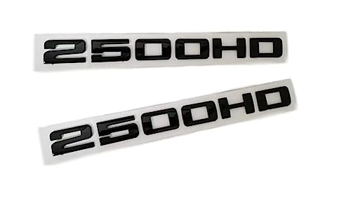Image of 2 pcs 2500 hd Emblem Decal Sticker Modified Car Hood Door Side Fender Trunk Self-Adhesive Logo Nameplate Rear Badge Logo (Black)