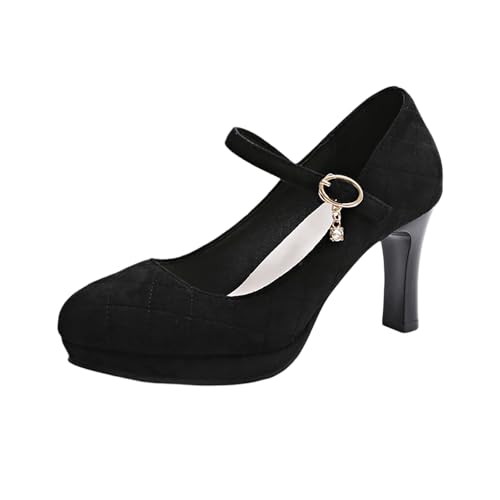 Mary Jane 2026 - Zapatos de vestir de tacón grueso para mujer, punta cuadrada para boda, trabajo e informal, cómodos con puntera cerrada, Negro2., 39.5 EU