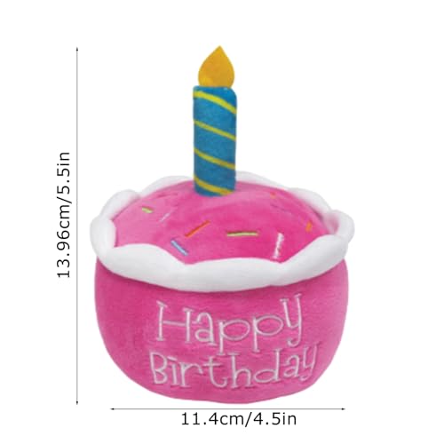 Ceolup Gefülltes Geburtstagskuchen-Hundespielzeug, Hunde-Geburtstags-Plüschtier,Schönes Plüschhut-Kuchen-Haustierspielzeug - Junge Mädchen Hund Geburtstagsgeschenk, Welpe Kuchen Welpe Cupcake Plüsch