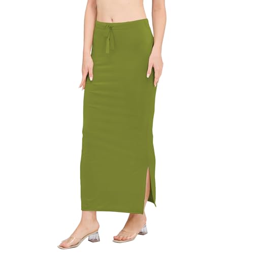 Image of DESI GIRL Satin Shimmer Stretchable Saree Shapewear Petticoat with Drawstring for Women | Mermaid fit Saree Petticoat with Side Slit for Easy Movement | Saree Shaper | Long inskirt
