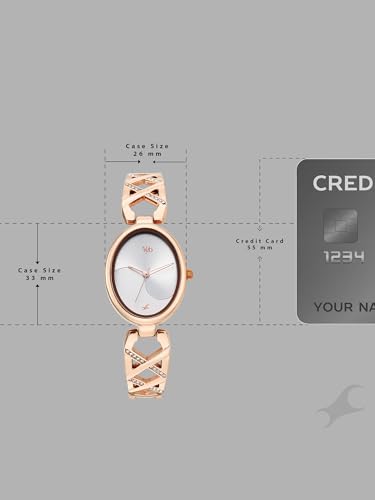 Image of Fastrack Vyb Charmer with Quartz Analog Silver Dial Rose Gold Strap Watch for Girls - FV60126WM01W