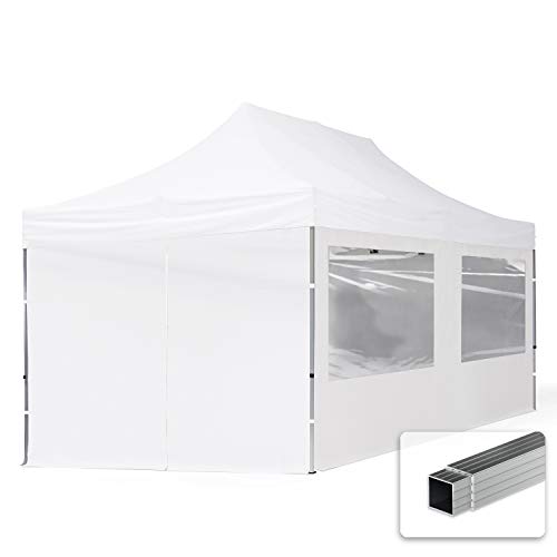 TOOLPORT Faltpavillon Faltzelt Pavillon 3x6m - 4 Seitenteile Aluminium 32mm Partyzelt 700N weiß