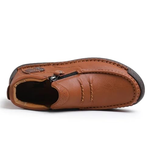The First Young Shoes Men, Thefirstyoung Orthopedic Leather Boots, Men’s Handmade Premium Leather Slip-On Driving Boots4