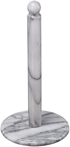 Creative Home Natural Marble Paper Towel Holder Deluxe Towel Dispenser for Kitchen, Countertop, Cabinet & Bathrooms, Heavy Duty, Solid Standup, Non Steel & Non Plastic, Off-White (Patterns May Vary)