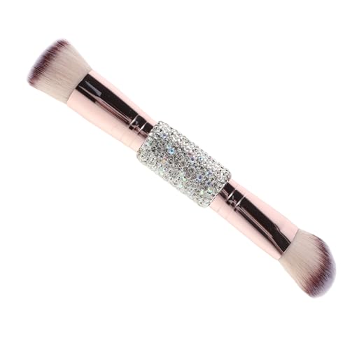 Gogogmee Pincel de Maquillaje Doble Punta con Mango de Cristales Cerdas Suaves para Base Polvo Rubor y Herramienta Versátil y para Sensible