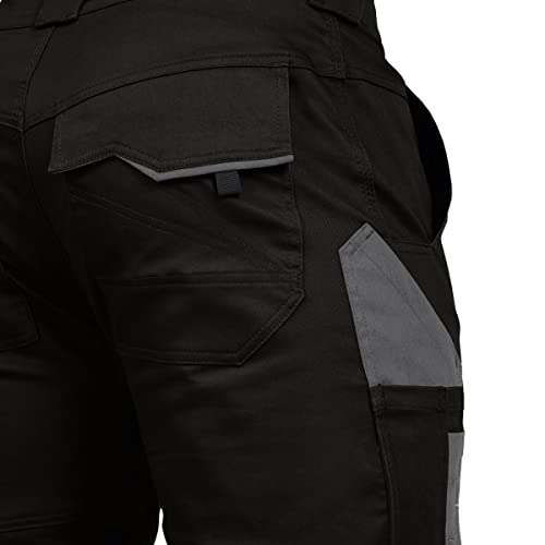 Foto von Leibwächter Flex-line Arbeitshose Herren – schwarz/grau – Gr. 50 – Bequeme Workwear mit Elastan (Spandex) – 60°C waschbar & trocknergeeignet – erhöhte Reißfestigkeit – für verschiedenste Berufe