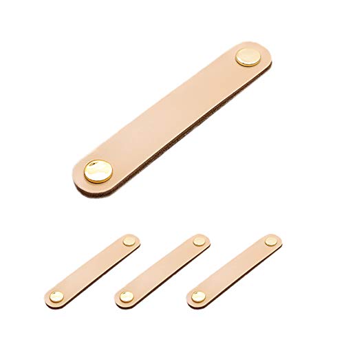 Bledyi Leder Schubladen-Zieh- und Schrankgriffe, goldfarben, Möbel-Hardware, für Türen, Schrank, Küche, 4 Stück Cover