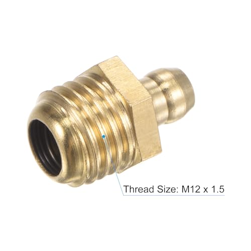 Image of uxcell Brass Straight Grease Fitting M12 x 1.5mm Thread Hydraulic Grease Fitting Accessories, 20Pcs
