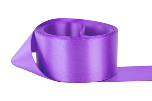 Image of Ribbon Bazaar Double Faced Satin - Premium Gloss Finish - 100% Polyester Ribbon for Gift Wrapping, Crafts, Scrapbooking, Hair Bow, Decorating & More - 1-1 /2 inch Grape 50yd Spool