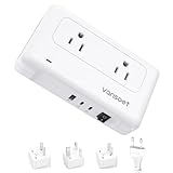 vansoet 220V to 110V Converter for European Travel, Voltage Converter US to Europe, Universal Travel Adapter with 2 USB C Ports & 1USB-A Port, Power Plug Combo for Curling Iron Hair Straighteners