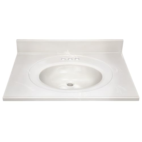 Image of Design House Vanity Top with Sink, 4 in Backsplash, Cultured Marble, Centerset, Ivory, 31 in W x 22 in D x 11.09 in H, 586321