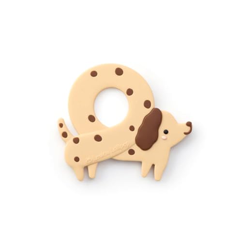 Image of Loulou Lollipop Silicone Teether for Babies 4 Months and Up, Textured Teething Toy for Sore Gums, BPA-Free Food-Grade Silicone, Easy to Hold, Dishwasher & Freezer Safe, Pretzel Dog