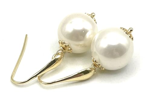 Cadeau pour femme unique avec ces boucles perles blanches or 24K