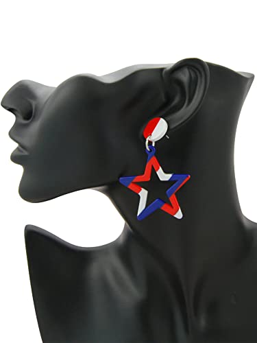 Red White Blue Patriotic Dangle Earrings July 4Th Acrylic Star Stud Earring Jewelry Women Girls Fourth Independence Memorial Day Party Favor Decor Accessories Her Birthday Xmas Gift #TOP4