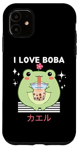 Carcasa para iPhone 11 I Love Boba Cute Kawaii Frog bebe té de burbujas