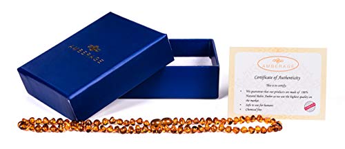 AMBERAGE Natural Baltic Amber Necklaces for Women - Hand Made from Polished/Certified Baltic Amber Baroque Beads/Quality Guaranteed (3 colors) (45cm- 17.72INCH)2