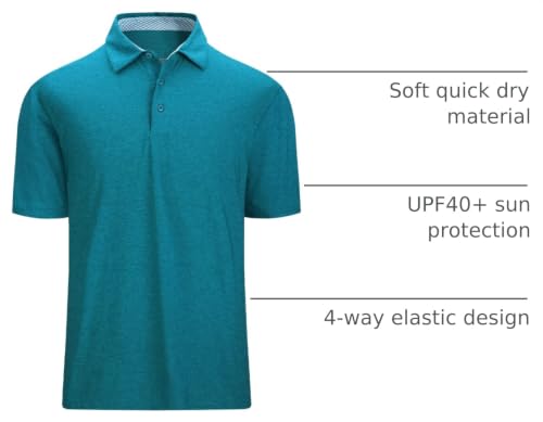 Image of Damipow Premium Golf Shirts for Men Dry Fit Performance Polo Short Sleeve Collared Shirt