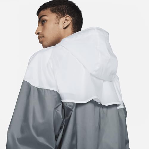 Image of Nike Sportswear Windrunner Men's Hooded Jacket (Smoke Grey /White /Smoke Grey /Black, DA0001-084) Size Large Tall