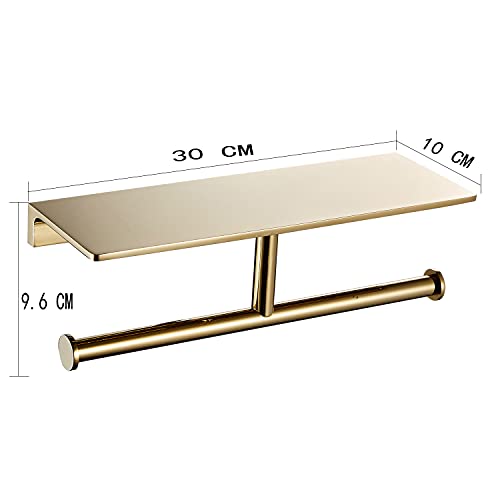 NSODOO Double Roll Toilet Paper Holder with Solid Brass Shelf and Superior Hotel Style Toilet Paper Dispenser, Save Storage - Image 4