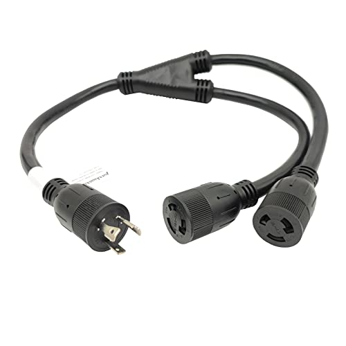 Parkworld 885187 L6-20 Y Splitter Cord for PDU and UPS 20A, 12 AWG L6-20 Plug to (2) L6-20 Receptacle, L6 Twist Lock 3-Prong 20 AMP Y Adapter cord