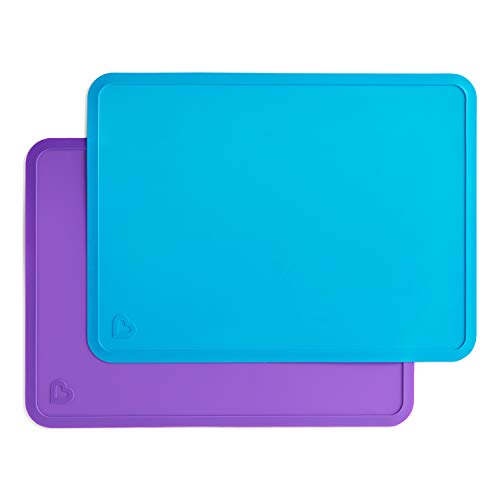 Image of Munchkin® Spotless™ Silicone Placemats for Kids, 2 Pack, Blue/Purple