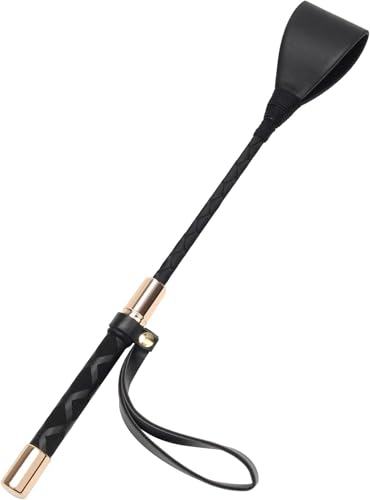 Coldairsoap Horse Crop Black Faux Leather Riding Crop with Anti-Slip Grip Gel Handle (30cm Black)