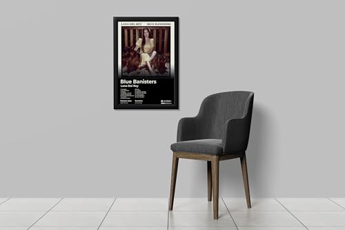 Image of BLINKART LanaDelRay - Blue Banisters Wall Photo Frames | Wall Art for Bedroom, Living Room, Studio or Office | Album Cover Print with Spotify Song Link QR Code | Gift for Fans - 8x12 In