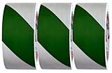 Crimson Starfish - Premium Green/White Hazard Warning Tape - 33m x 50mm - PVC Adhesive Lane Marking Barrier Tape, Safety Tapes - Premium Quality Roll - 3 Pack