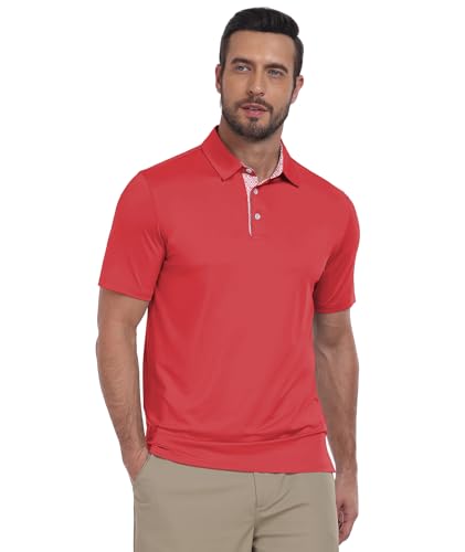 Image of ZITY Golf Shirts for Men Short Sleeve Moisture Wicking Solid Performance Designed Print Collared Casual Polo Shirt