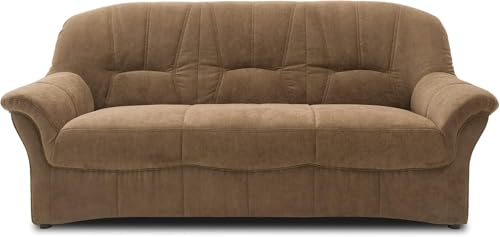 DOMO. collection Sofa Bahia FK, 3er Couch mit Federkernpolsterung, Federkernsofa in klassischem Design, 3 Sitzer, Polstermöbel 200 x 57 x 91 cm (BxTxH), braun