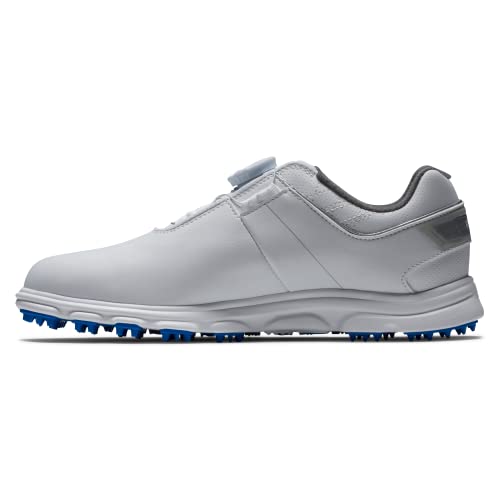 Footjoy Pro|Sl Boa Junior Golf Shoe, White/White/Blue, 6 Us Unisex Big Kid #TOP2