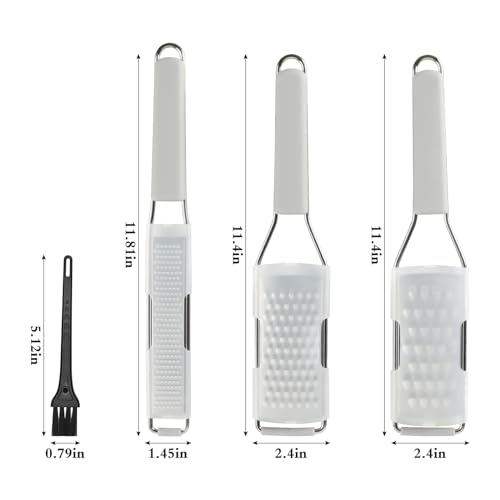 Image of Cambom Cheese Grater Citrus Zester Lemon Zester Pack of 3-304 Stainless Steel - A Sharp Tool for Parmesan Cheese, Ginger, Garlic, Nutmeg, Chocolate, Vegetables，Fruits，Dishwasher Safe Clear
