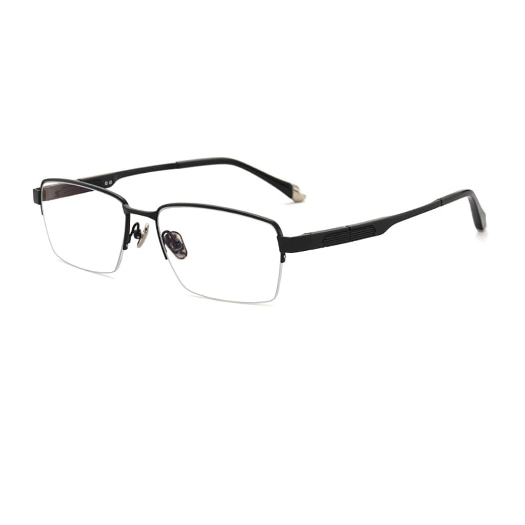 JIETIAN Men's Pure Titanium Smart Zoom Blue Light Blocking Glasses HD Aspheric Resin Lenses Ultra-Lightweight Reading Glasses Frame,Black,+1.5