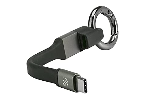 SCOSCHE C2CS ClipSync USB-C to USB Clip-On Charge & Sync Cable with Keychain Clip - Compatible with Galaxy S9/S9+, HTC 10, Google Pixel 2,3/XL, Nintendo Switch and Type-C Devices - 3. Inch Black/Gray