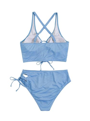 Image of SOLY HUX Women's Plus Size Bikini Set Sexy Swimsuit Lace Up Tummy Control 2 Piece Bathing Suit