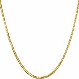 LIFETIME JEWELRY Crushed Herringbone Chain Necklaces for Women and Men 24k Gold Plated (22 inches, 2mm, Gold)