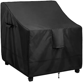 OutdoorLines Outdoor Waterproof Furniture Chair Cover - UV-Resistant Patio Lawn Chair Covers for Outdoor Furniture Windproof Heavy Duty Chair Covering, 1 Pack, 33Wx34Dx31H Inches, Black