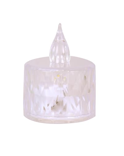 Image of Homesake Flameless Crystal Candle, Diamond-Shape Candle, 6 Pieces Tea Lights, Warm White, Tables, Diwali Decoration for Home, Christmas Festive Decor, Led Candles for Decoration(1.5 inch 3.1 inch)