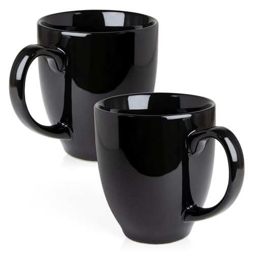Set of 2 Durable 16 oz Coffee Cups, Large Black