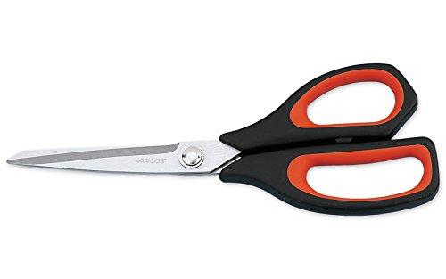 Arcos Serie Prochef - Caja 12 uds Tijeras de Cocina - Hoja de Acero Inoxidable - 235 mm - Mango de Polipropileno Color Negro y Rojo (12 UDS)