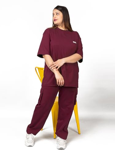 Image of Kepa Plus Size Summer Co Ord Set for Women | Top and Lower Set with Stretchable Waistband | Stylish Airport Outfit for Women | Western Track Suit Co-Ord Set for Casual Wear