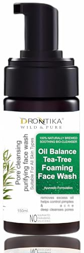 Image of Drontika Wild & Pure Tea Tree Foaming Face Wash with Tea Tree and Ayurvedic Ingredinets for Acne and Pimples - 150ml Gently Cleanses |Removes Excess Oil |Antibacterial(Tea Tree (Oil Balance))