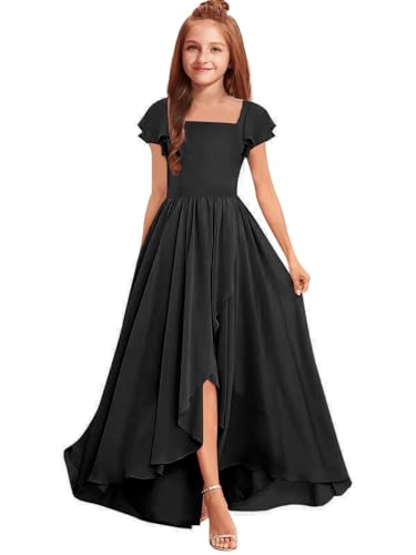 Black Junior Bridesmaid Dress for Teen Girls Long Jr Dresses for Weddings Flower Girl Dress Fancy Dresses for Girls 2T: Clothing, Shoes & Jewelry